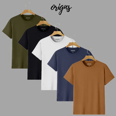 Kit com 5 Camisetas Premium Masculina Lisa 100% Algodão